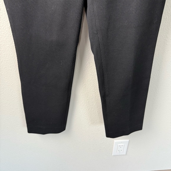 Theory Treeca 2 Slim Cropped Pant Black Knit Twill Textured Ribbed Trouser - Picture 5 of 11